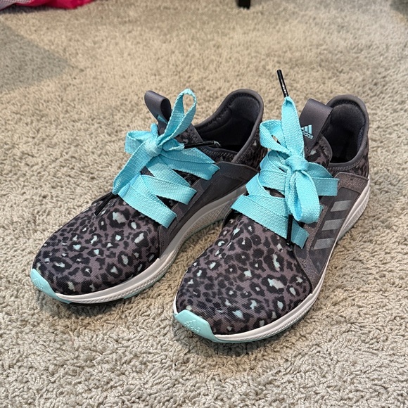 Adidas Women's Athletic Shoes - Gray and Blue Leopard Print - Picture 1 of 5